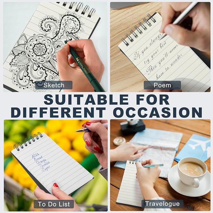 Tenceur 6 Pcs Pocket Notebook Bulk Small 3x5 Inch Spiral Notepads Mini Top - Image 6