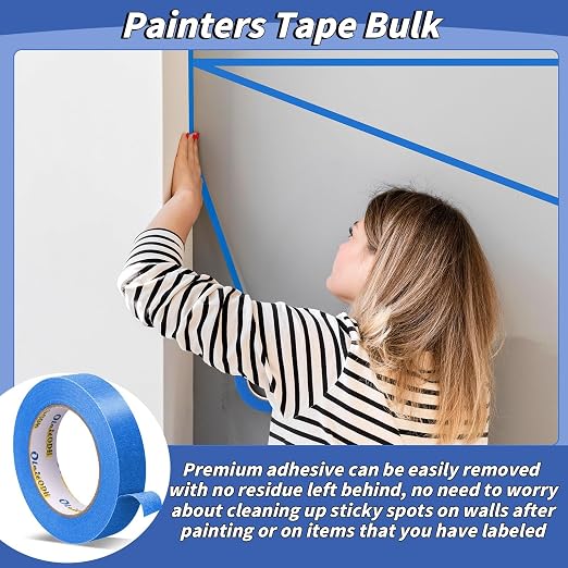 12 Rolls Blue Painters Tape Bulk 3 inch x 60 Yards, Total 720 Yd, Painters - Image 4