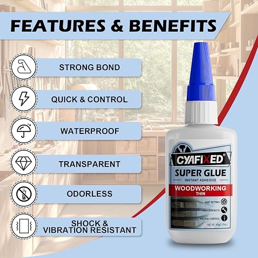CYAFIXED Professional Grade Cyanoacrylate Super Glue, Super Thin Viscosity CA - Image 2