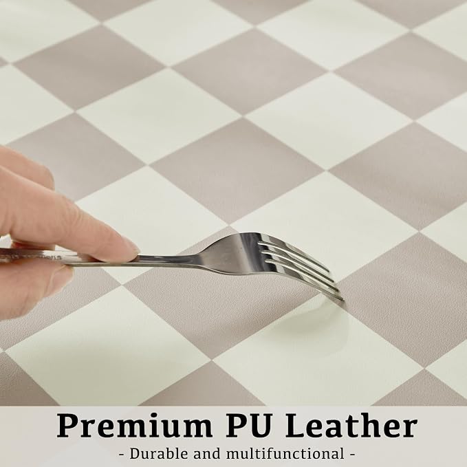 Ohocut Checkered Desk Mat, Large Cute Aesthetic Retro PU Leather Computer - Image 4