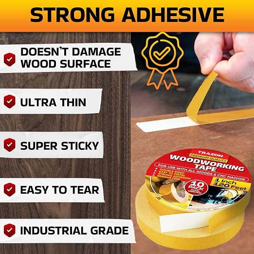 Trazon Double Sided Woodworking Tape Super Strong, 10 Pack, 1 Inch x 120 Feet - Image 7