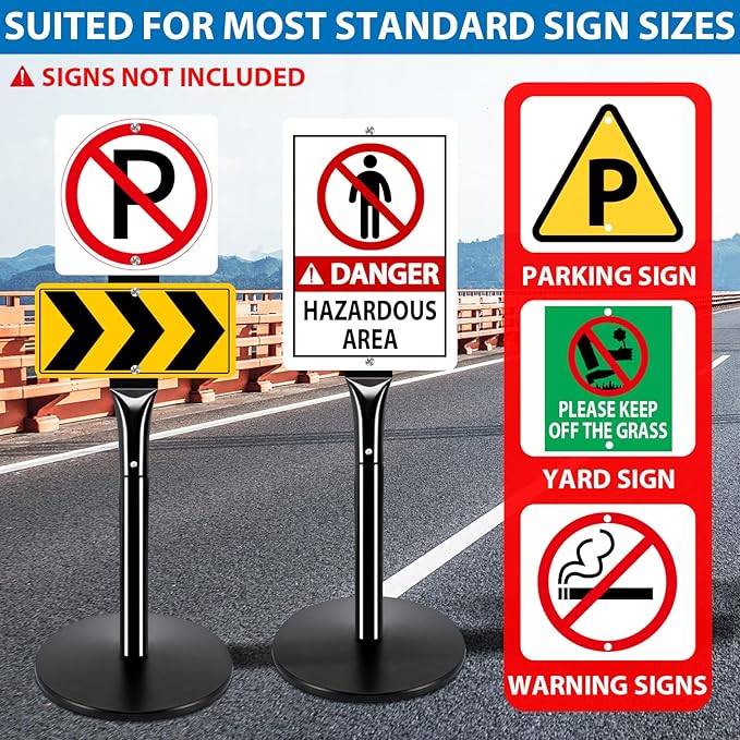 VAIIGO Heavy Duty Parking Sign Post Stand 49", 20lbs Cast Iron Base Sign Post - Image 2