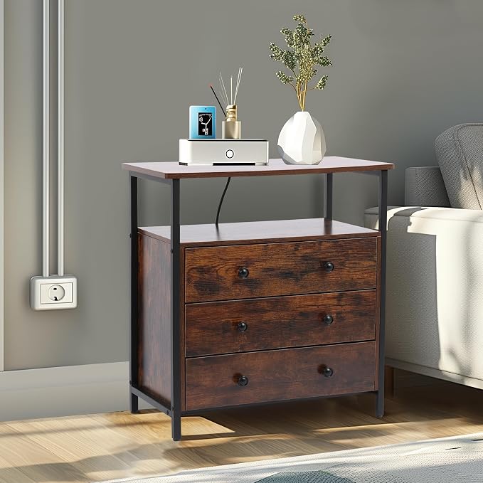 Edbuosy 3 Wooden Drawers Night Stand, 27 Inch Wide Nightstand - Image 8