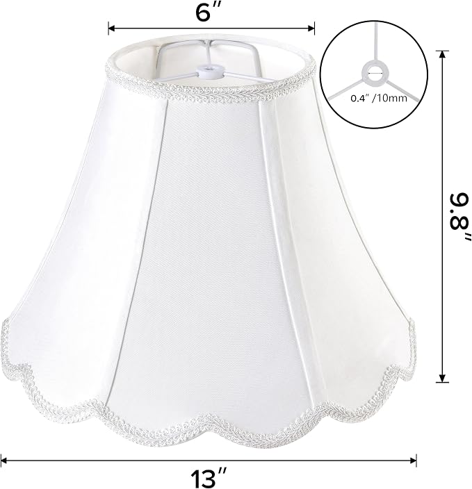 GO&SO Off White Bell Lamp Shade Medium, Scalloped Lampshade Braids - Image 2
