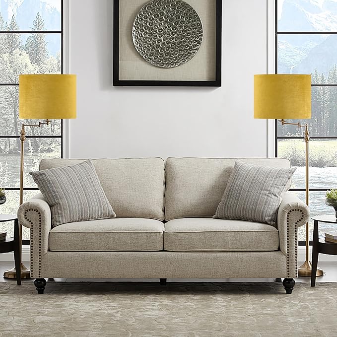GO&SO Set of 2 Large Drum Yellow Velvet Lamp Shade -16" Top x 16" Bottom x 12" - Image 5