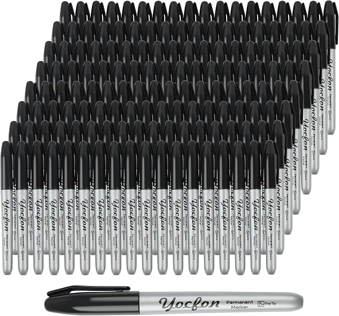 Yocfon Permanent Markers Bulk, Fine Tip, Waterproof Markers, Works On Plastic by Unknown