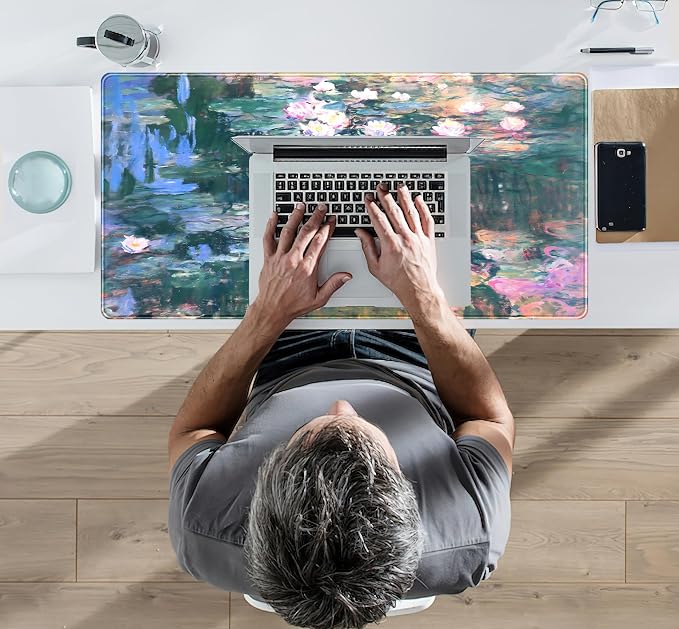 Abstract Oil Painting Mousepad Retro Water Lilies Desk Mat, XXL Large Extended - Image 7