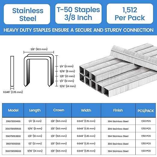 meite T-50 Stainless Steel Staples Marine, 3/8 Inch Heavy Duty Staples - Image 2