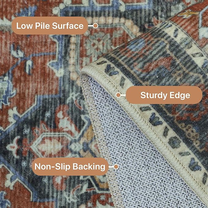 GENIMO 2'6''x10 Runner Rugs for Hallway, Machine Washable Non Slip Vintage Rugs - Image 5