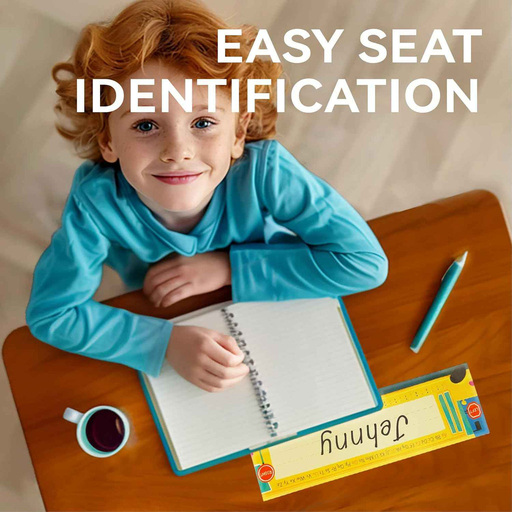 40 PCS Desk Nameplates for Classroom with Alphabet & Number Line (12" x 3.5")