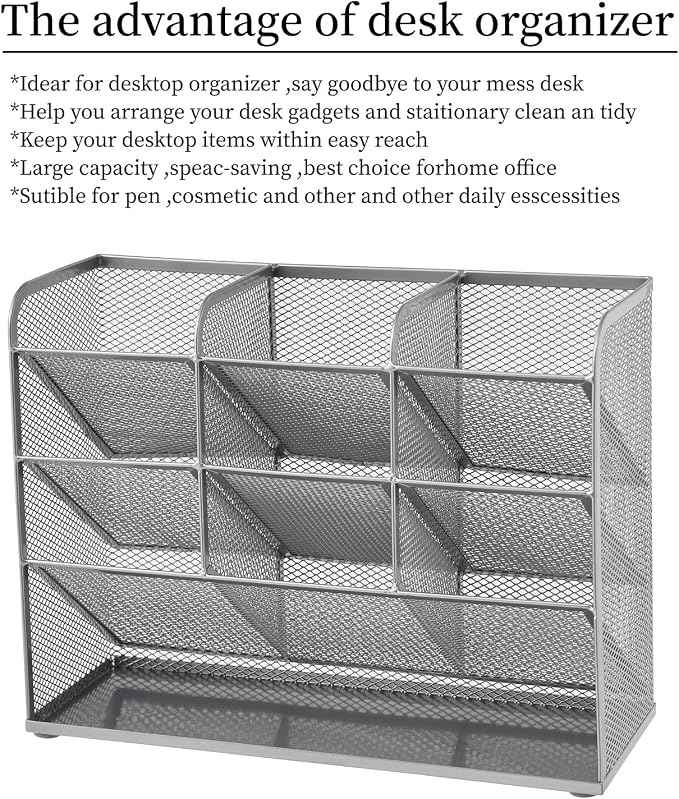 Marbrasse Mesh Desk Organizer, Desktop Stationary Organizer, Storage Rack