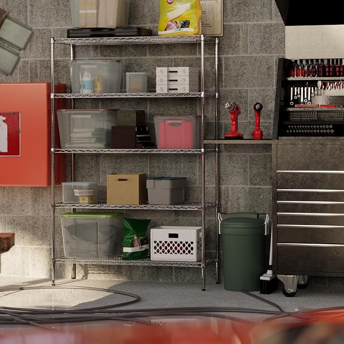 Regal Altair 18" Deep x 48" Wide x 74" Height Wire Shelving Kit | 5-Tier | NSF - Image 2