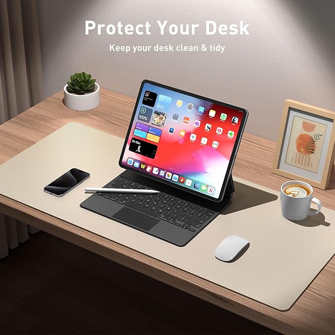 Aothia Leather Desk Pad Protector, Office Mat, Large Mouse Pad, Non-Slip PU - Image 3