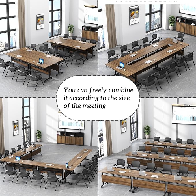 Folding Conference Table On Wheels Conference Room Table, Flip Top Mobile - Image 9