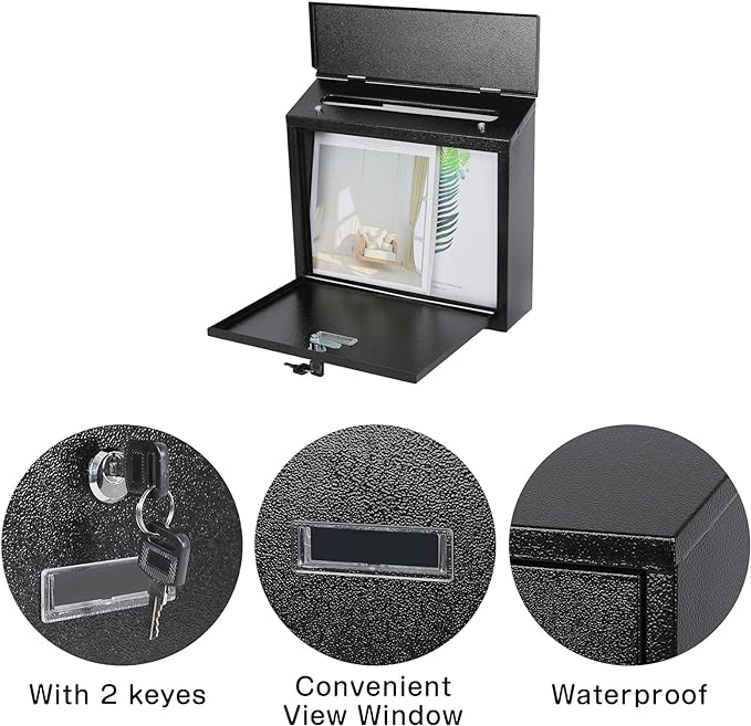 xydled Mail Boxes with Key Lock, Locking Mailbox Wall Mounted, Security Mailbox - Image 3