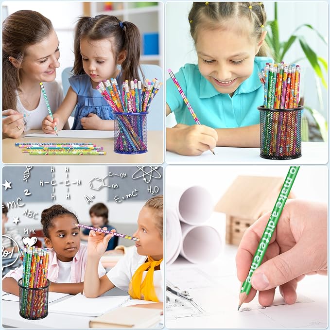 200 Pcs Motivational Pencils Bulk, Rainbow Inspirational School Pencils - Image 7