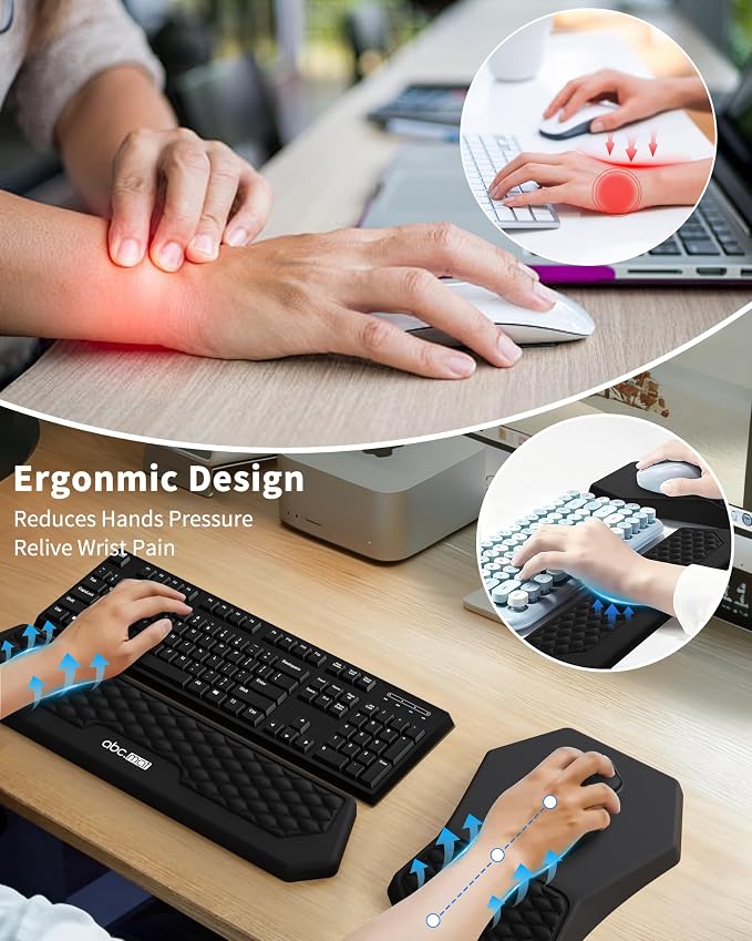 Ergonomic Mouse Pad and Keyboard Wrist Rest Support Set, Massage Design Mousepad - Image 2