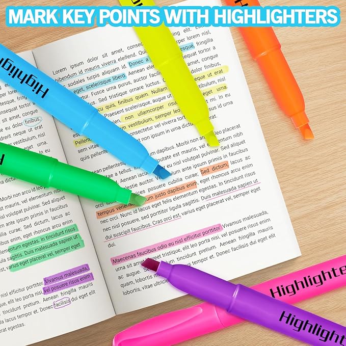 Highlighters, Chisel Tip Dry-Quickly Highlighter Markers, Office Classroom Must - Image 4