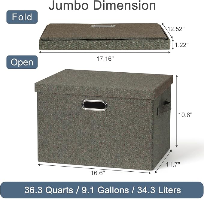 Graciadeco Large 17" 36 Quart Collapsible Stackable Storage Bins - Image 2