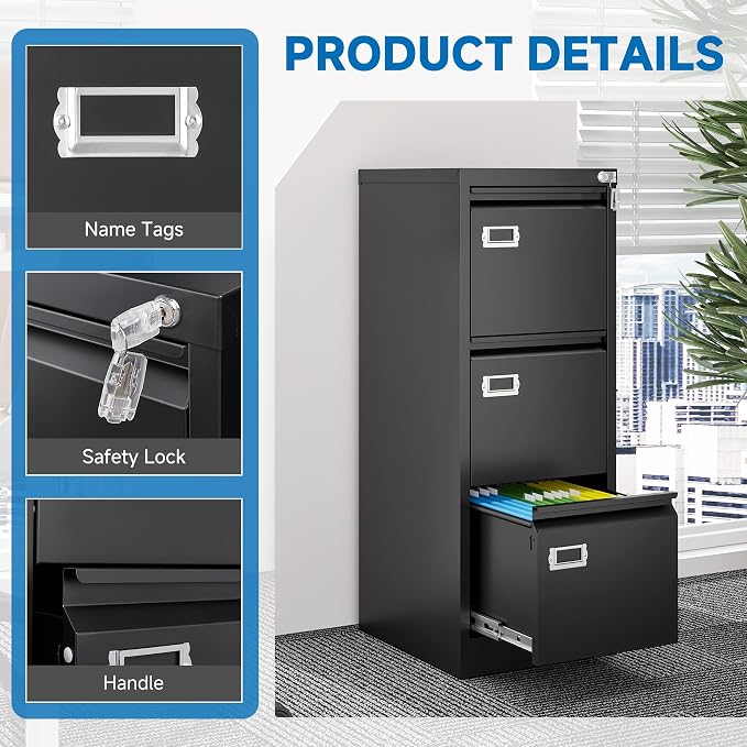 BYNSOE 3 Drawer File Cabinet - Image 8