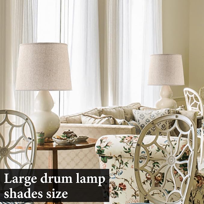Drum Lamp Shades Larges, Modern Farmhouse Lampshades Beige - Image 7