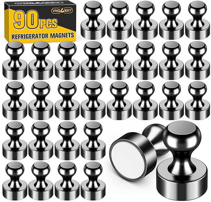 VNDUEEY 90 Pack Black Fridge Magnets, Refrigerator Magnets Strong Magnets by VNDUEEY