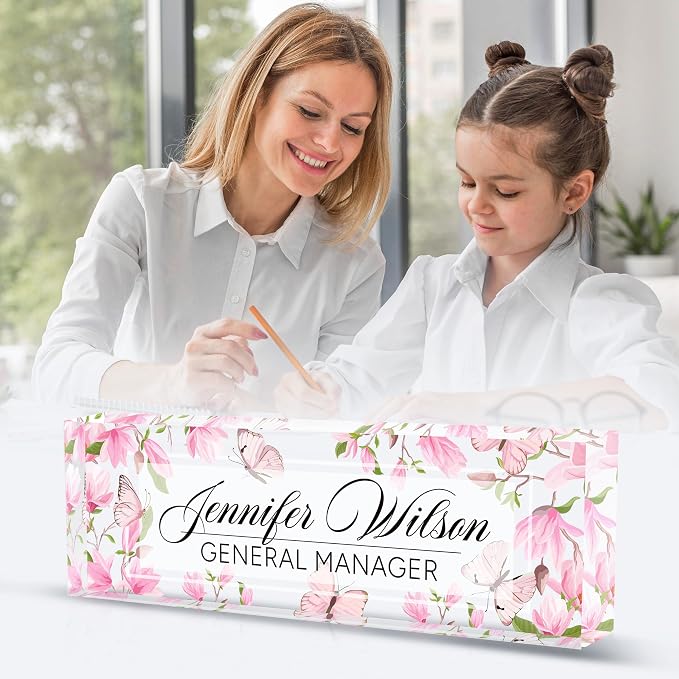 AZUFEMOS Personalized Acrylic Desk Name Plate - Image 3