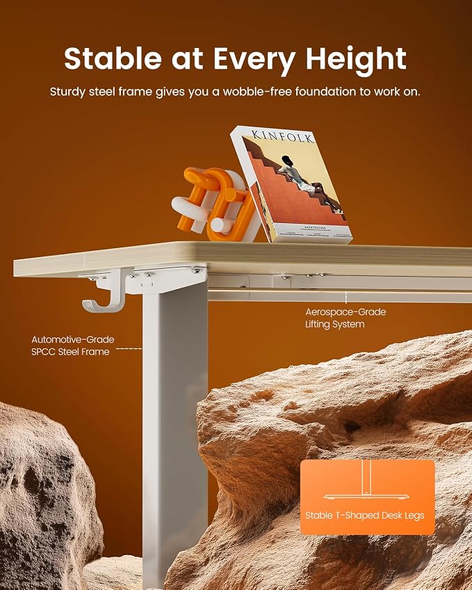 Ergear Height Adjustable Electric Standing Desk, 63x 28 Inches Sit Stand up Desk - Image 5