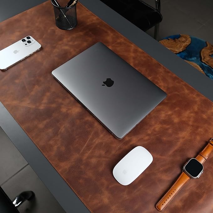TORONATA Jersey Genuine Calfskin Leather Desk Pad, Office Desk Mat - Image 2
