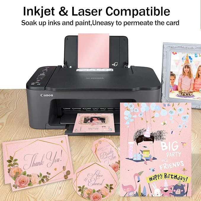 24 Sheets Pink Shimmer Cardstock 8.5 x 11 Iridescent Paper, Goefun 80lb Card - Image 4