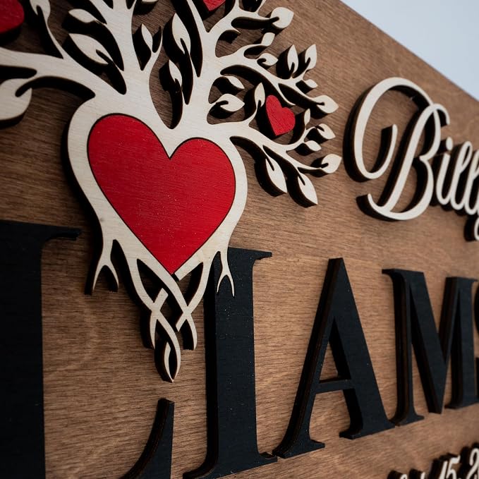 Custom Family Name Sign | Personalized Wooden Wedding Gift | Rustic Last Name - Image 2