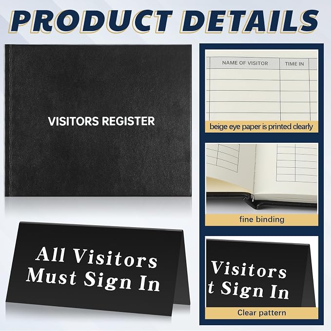 Affrolling 3 Pcs Visitor Log Book Set 120 Pages 8 7/8" x 7" Visitor Register - Image 3