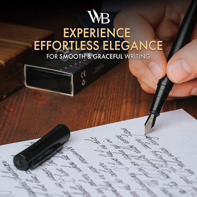 Wordsworth & Black Fountain Pen Set, Fine Nib, Includes 24 Pack Ink Cartridges - Image 2