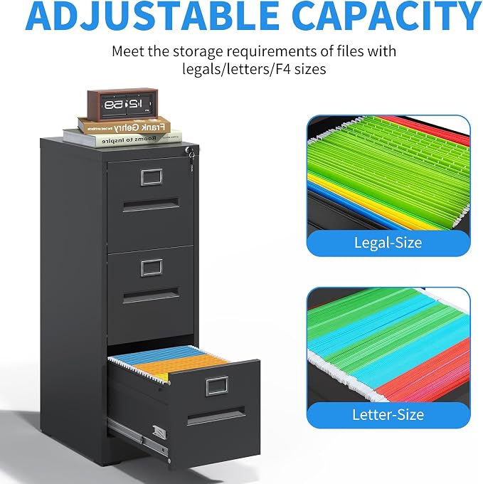Yukimo 3 Drawer File Cabinet, Vertical File Cabinet - Image 7
