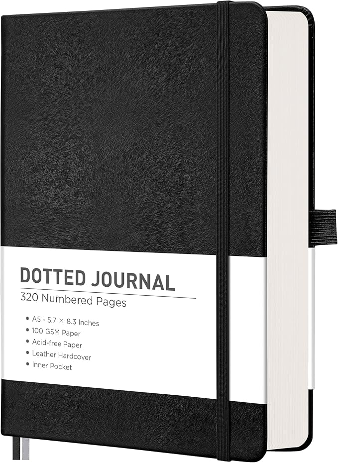 RETTACY Bullet Dotted Journal Notebook, 320 Numbered Pages, A5 Medium Size by RETTACY