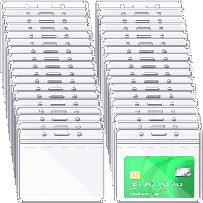 Zonon 150 Pcs Horizontal Clear ID Badge Holders Plastic Card Name Tag Holders by Zonon
