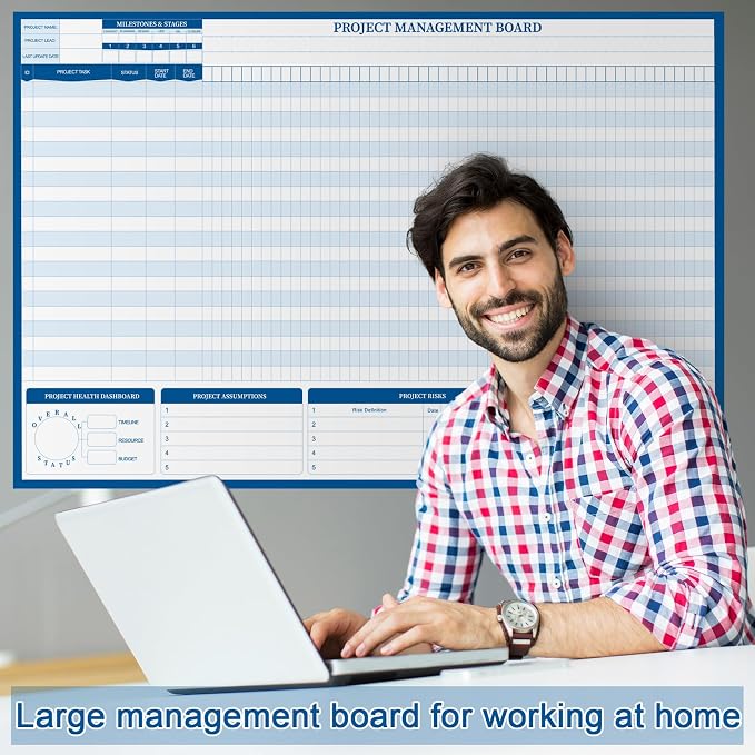 Lincia Large Magnetic Gantt Chart Whiteboard Kit 24" x 36" Reusable Visualize - Image 5