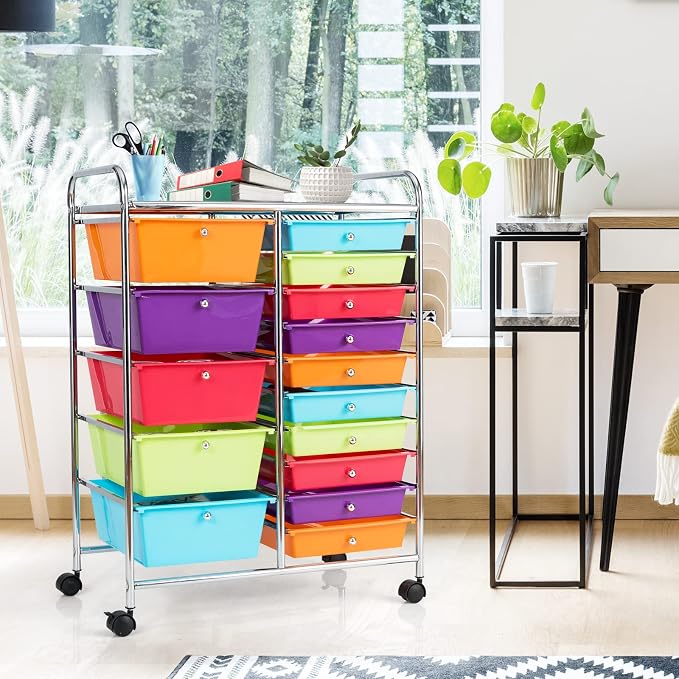 GLACER 15 Drawers Rolling Cart, Storage Cart - Image 8