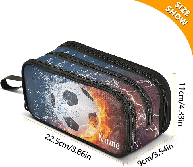 BOENLE Custom Soccer Football Ball Pencil Case Box Boys Girls Personalized Name - Image 4