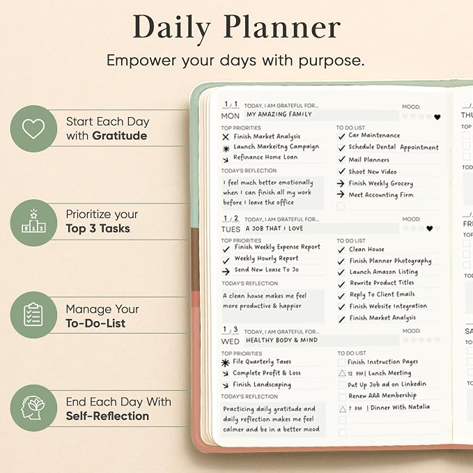 Mantra Planner 2026 Planner, Daily Journal & Gratitude Journal All-In-One - Image 4