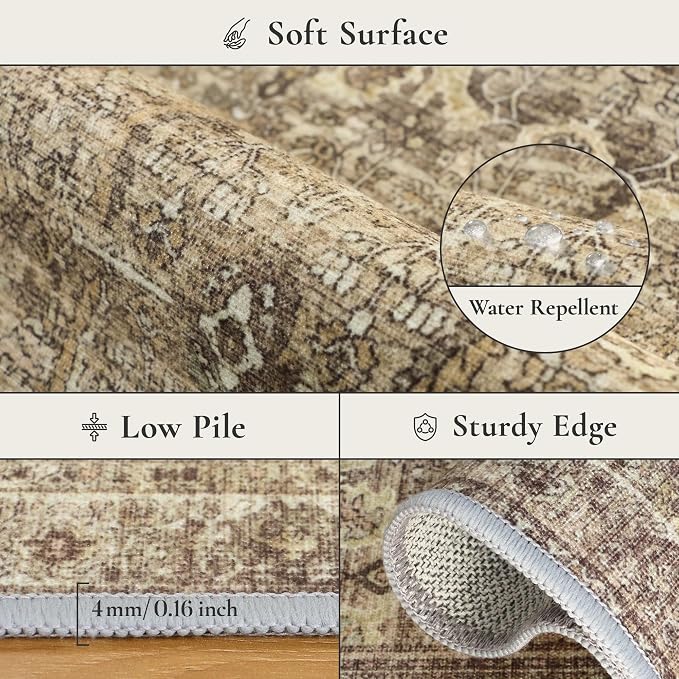 GENIMO 6x9 Area Rugs for Living Room, Machine Washable Non Slip Vintage Rugs - Image 8