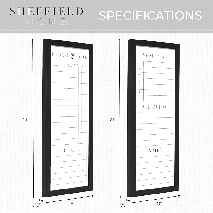 Sheffield Home Set of Two Family Planner Dry Erase Boards Featuring, Chore Chart - Image 3