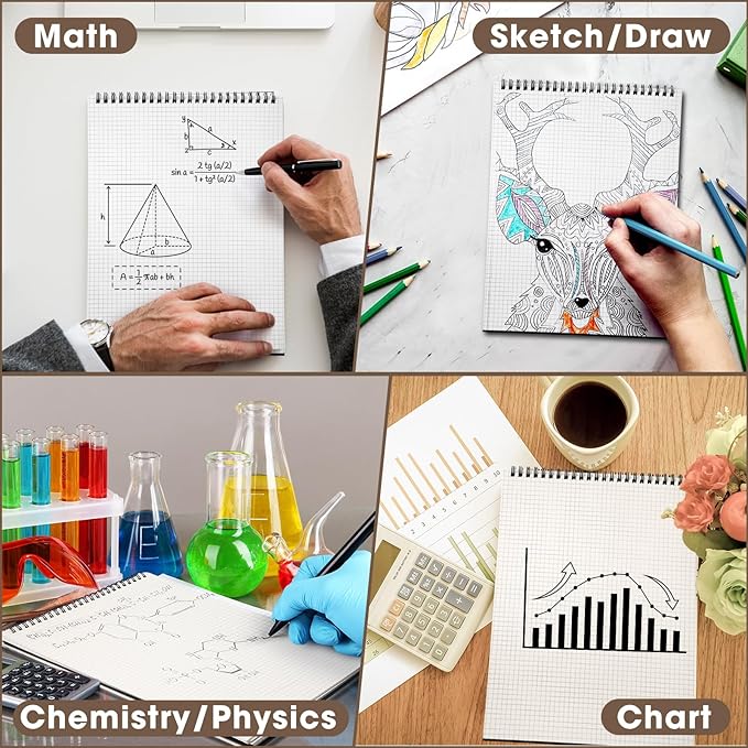 Engrowtic Top Spiral Graph Paper Notebooks 8.7 X11.4 Inch A4 Grid Paper Notepad - Image 3