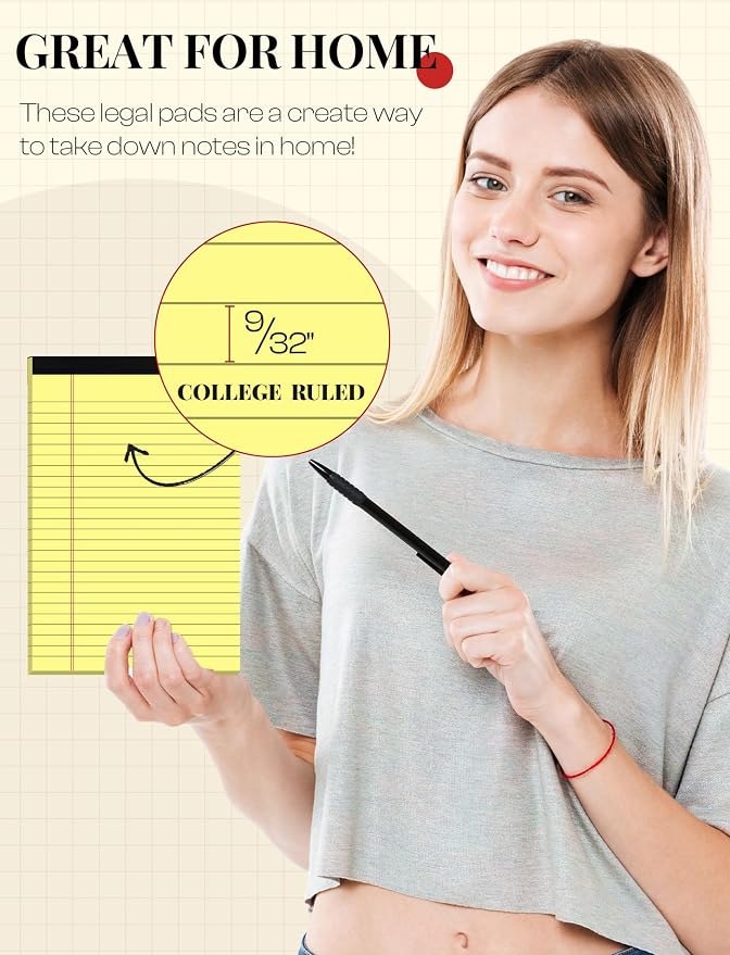 Small Legal Pads 5x8 Yellow 10 Pack Small Note Pads 5x8 College Ruled Yellow - Image 3