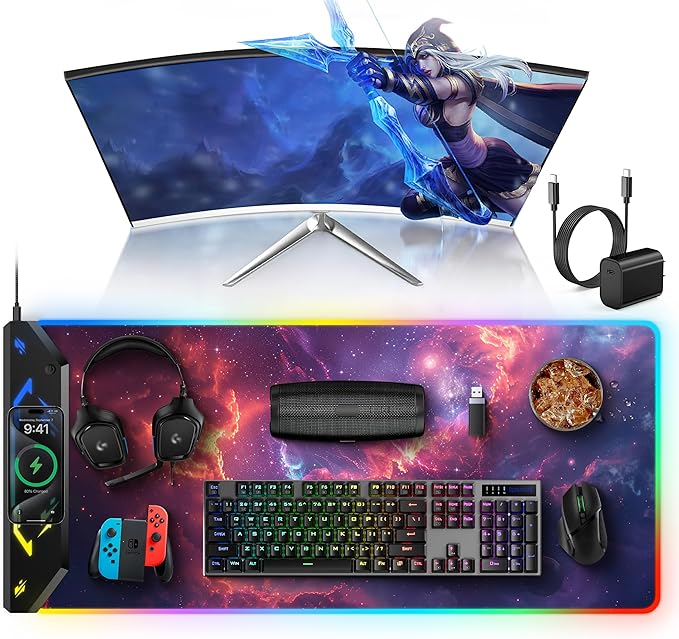 TopMade Wireless Charging Mouse Pad, RGB Gaming Mousepad, 35.4" x 15.8" Extra by TopmadeProduct-Ordernow
