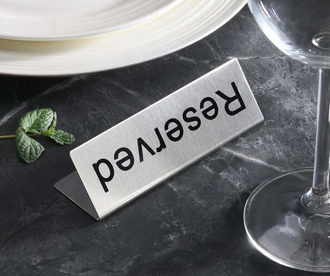 New Star Foodservice Stainless Steel Table Tent Sign, 4.75” x 1.75”) - Image 5