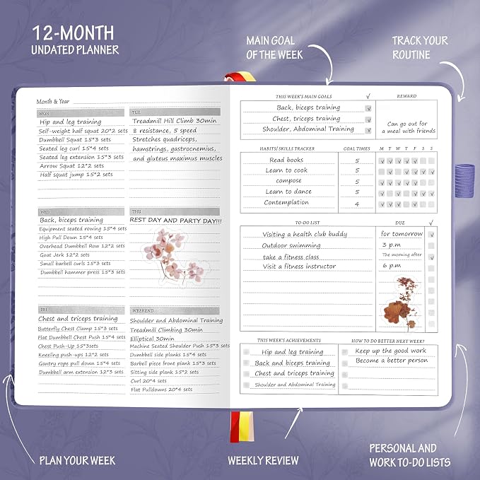 Undated Luxurious Weekly & Monthly Planner to Increase Productivity Hit Your - Image 4