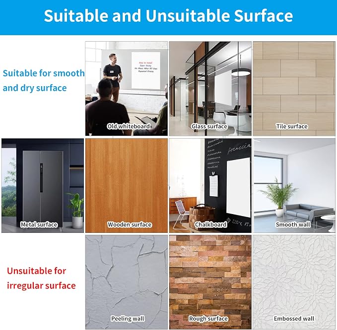 AFMAT Whiteboard Sticker, 17.3" x 36" Dry Erase Wallpaper, Peel and Stick White - Image 7