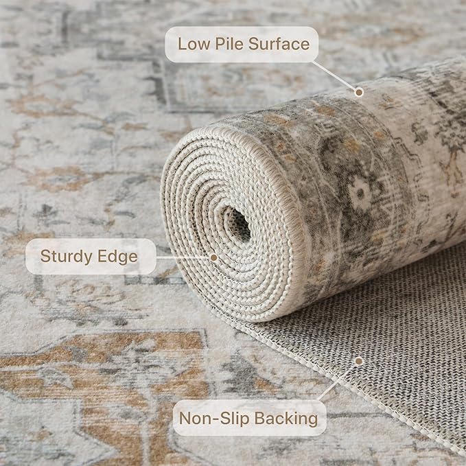 GENIMO 5FT Round Area Rugs for Living Room, Circle Rugs Machine Washable Low - Image 6