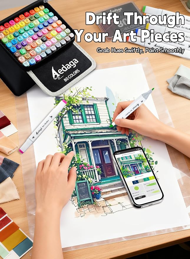 AEDAGA 80 Colors Alcohol Markers - Image 6
